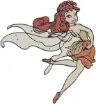 Disney Fairies Rosetta Garden Fairy With Flowing Hair And Various Red Outfits - Filled Embroidery Design - 2351