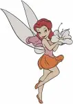 Disney Fairies Rosetta Garden Fairy With Flowing Hair And Various Red Outfits - Filled Embroidery Design - 2352