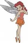Disney Fairies Rosetta Garden Fairy With Flowing Hair And Various Red Outfits - Filled Embroidery Design - 2353