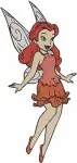 Disney Fairies Rosetta Garden Fairy With Flowing Hair And Various Red Outfits - Filled Embroidery Design - 2354