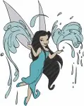 Disney Fairies Silvermist Water Fairy Interacting With Water Splashes And Waves - Filled Embroidery Design - 2373