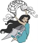 Disney Fairies Silvermist Water Fairy Interacting With Water Splashes And Waves - Filled Embroidery Design - 2374