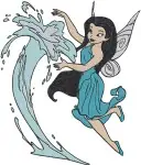 Disney Fairies Silvermist Water Fairy Interacting With Water Splashes And Waves - Filled Embroidery Design - 2375