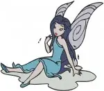 Disney Fairies Silvermist Water Talent Fairy Sitting On Water Lily And Posing - Filled Embroidery Design - 2377