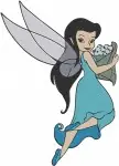 Disney Fairies Silvermist Water Talent Fairy Sitting On Water Lily And Posing - Filled Embroidery Design - 2379
