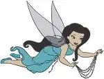 Disney Fairies Silvermist Water Talent Fairy Sitting On Water Lily And Posing - Filled Embroidery Design - 2380