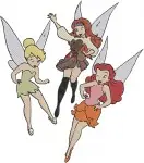 Disney Fairies Zarina Pirate Fairy Rosetta Garden Fairy And Group Flying Shot - Filled Embroidery Design - 2393