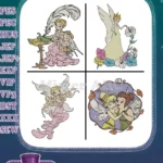 Disney Fairies Rosetta Queen Clarion Flowers Tinker Bell And Terence Clock - Filled Embroidery Design - Instant Download