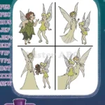 Disney Fairies Fairy Mary And Queen Clarion Interactions And Regal Fairy Poses - Filled Embroidery Design - Instant Download