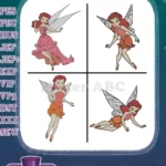 Disney Fairies Rosetta In Pink And Red Dresses Elegant Garden Fairy Collection - Filled Embroidery Design - Instant Download