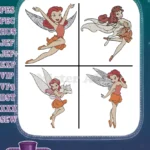 Disney Fairies Rosetta Garden Fairy Flying Posing And With Flowing Hair - Filled Embroidery Design - Instant Download