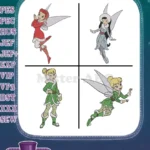 Disney Fairies Zarina Pirate Fairy Tinker Bell And Silvermist Flying Poses - Filled Embroidery Design - Instant Download