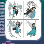 Disney Fairies Silvermist Water Fairy Interacting With Water Splashes And Waves - Filled Embroidery Design - Instant Download