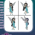 Disney Fairies Silvermist Water Fairy Blue Dress Various Flying And Standing Poses - Filled Embroidery Design - Instant Download