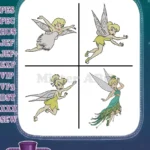Tinker Bell - Disney Fairies - Graceful Flight And Green Dress - Bundle - Filled Embroidery Design - Instant Download