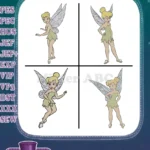 Tinker Bell - Neverland Fairy - Various Action Poses - Green Outfit - Character Files - Filled Embroidery Design - Instant Download