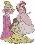 Disney Princesses - Ariel Belle Cinderella Aurora Snow White Jasmine - Royal Group - Filled Embroidery Design - 2438