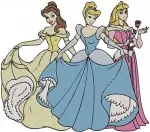 Disney Princesses - Ariel Belle Cinderella Aurora Snow White Jasmine - Royal Group - Filled Embroidery Design - 2439