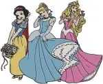 Disney Princesses - Ariel Belle Cinderella Aurora Snow White Jasmine - Royal Group - Filled Embroidery Design - 2440