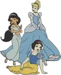 Disney Princesses - Snow White Cinderella Aurora Belle Jasmine Rapunzel Tiana - Fairytale - Filled Embroidery Design - 2443