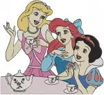Disney Princesses - Snow White Cinderella Aurora Belle Jasmine Rapunzel Tiana - Fairytale - Filled Embroidery Design - 2445