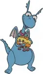 Dragon Tales - Ord The Blue Dragon - Multiple Poses - Coon Character - Filled Embroidery Design - 2503