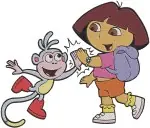 Dora The Explorer - Dora And Boots - Happy Exploring Friends - Design Set - Filled Embroidery Design - 2516