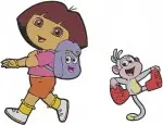 Dora The Explorer - Dora And Boots - Happy Exploring Friends - Design Set - Filled Embroidery Design - 2518