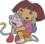 Dora The Explorer - Dora - Boots - Diego - Green Dragon Friend - Adventure Group - Filled Embroidery Design - 2520