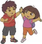 Dora The Explorer - Dora - Boots - Diego - Green Dragon Friend - Adventure Group - Filled Embroidery Design - 2522