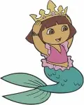 Dora The Explorer - Mermaid Princess Dora - Boots - Lion Friend - Alligator - Fairytale - Filled Embroidery Design - 2525