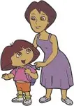 Dora The Explorer - Dora And Mami - Swiper The Fox - Fifi The Pink Fox - Character Collection - Filled Embroidery Design - 2528