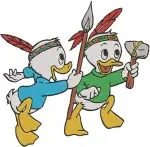Disney Ducktales Huey Dewey Louie Nephews Skateboarding Playing Native American Adventure - Filled Embroidery Design - 2547
