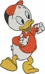 Disney Ducktales Nephews Huey Dewey Louie Santa Hats Standing Playing Basketball - Filled Embroidery Design - 2576