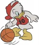 Disney Ducktales Nephews Huey Dewey Louie Santa Hats Standing Playing Basketball - Filled Embroidery Design - 2579
