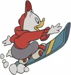 Disney Ducktales Nephews Winter Sports Snowboarding Surfing With Mrs Beakley Group Designs - Filled Embroidery Design - 2582