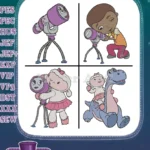 Doc Mcstuffins - Doc - Lambie The Lamb - Stuffy The Dragon - Telescope Fun Characters - Filled Embroidery Design - Instant Download