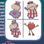 Doc Mcstuffins - Hallie The Hippo - Valentine He Toy - Caring Friends Design - Filled Embroidery Design - Instant Download