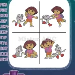 Dora The Explorer - Dora And Boots The Monkey - Adventure Poses - Kids Coon - Filled Embroidery Design - Instant Download