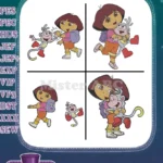 Dora The Explorer - Dora And Boots - Happy Exploring Friends - Design Set - Filled Embroidery Design - Instant Download