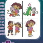 Dora The Explorer - Dora - Boots - Diego - Green Dragon Friend - Adventure Group - Filled Embroidery Design - Instant Download