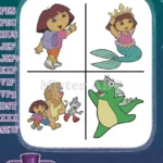 Dora The Explorer - Mermaid Princess Dora - Boots - Lion Friend - Alligator - Fairytale - Filled Embroidery Design - Instant Download