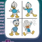 Disney Ducktales Huey Dewey Louie Duckling Poses Standing Pointing Running Surprised Collection - Filled Embroidery Design - Instant Download