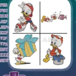 Disney Ducktales Nephews Winter Gear Skiing Gift Fishing Bucket Snowy Adventures - Filled Embroidery Design - Instant Download