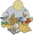 Disney Ducktales Summer Adventure Group Scrooge Nephews Webby Running Playing Fun Bundle - Filled Embroidery Design - 2588