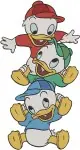 Disney Ducktales Nephews Huey Dewey Louie Santa Hats Group Huddle Festive Trio Set - Filled Embroidery Design - 2592