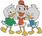 Disney Ducktales Nephews Huey Dewey Louie Santa Hats Group Huddle Festive Trio Set - Filled Embroidery Design - 2593