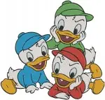 Disney Ducktales Nephews Huey Dewey Louie Santa Hats Group Huddle Festive Trio Set - Filled Embroidery Design - 2595