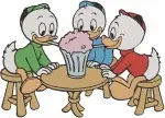 Disney Ducktales Nephews At Table Winter Gear With Gyro Gearloose Invention Fun - Filled Embroidery Design - 2600