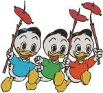 Disney Ducktales Nephews At Table Winter Gear With Gyro Gearloose Invention Fun - Filled Embroidery Design - 2602